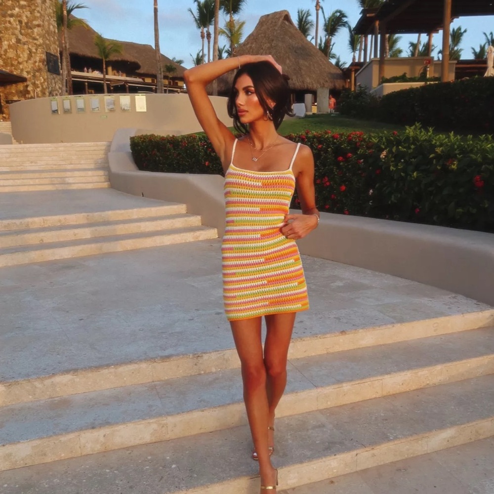 CAMILA COELHO
Rhea Open Stitch Mini Dress In Rainbow